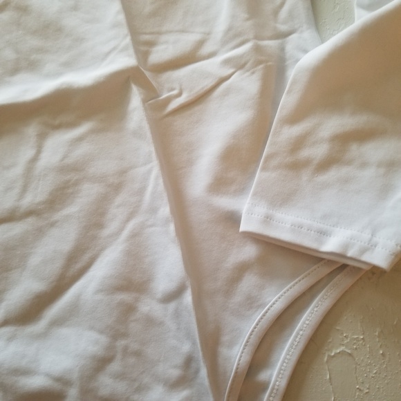 NEW WHITE choker bodysuit Leotard Bodycon long sleeve bodysuits - Picture 7 of 8